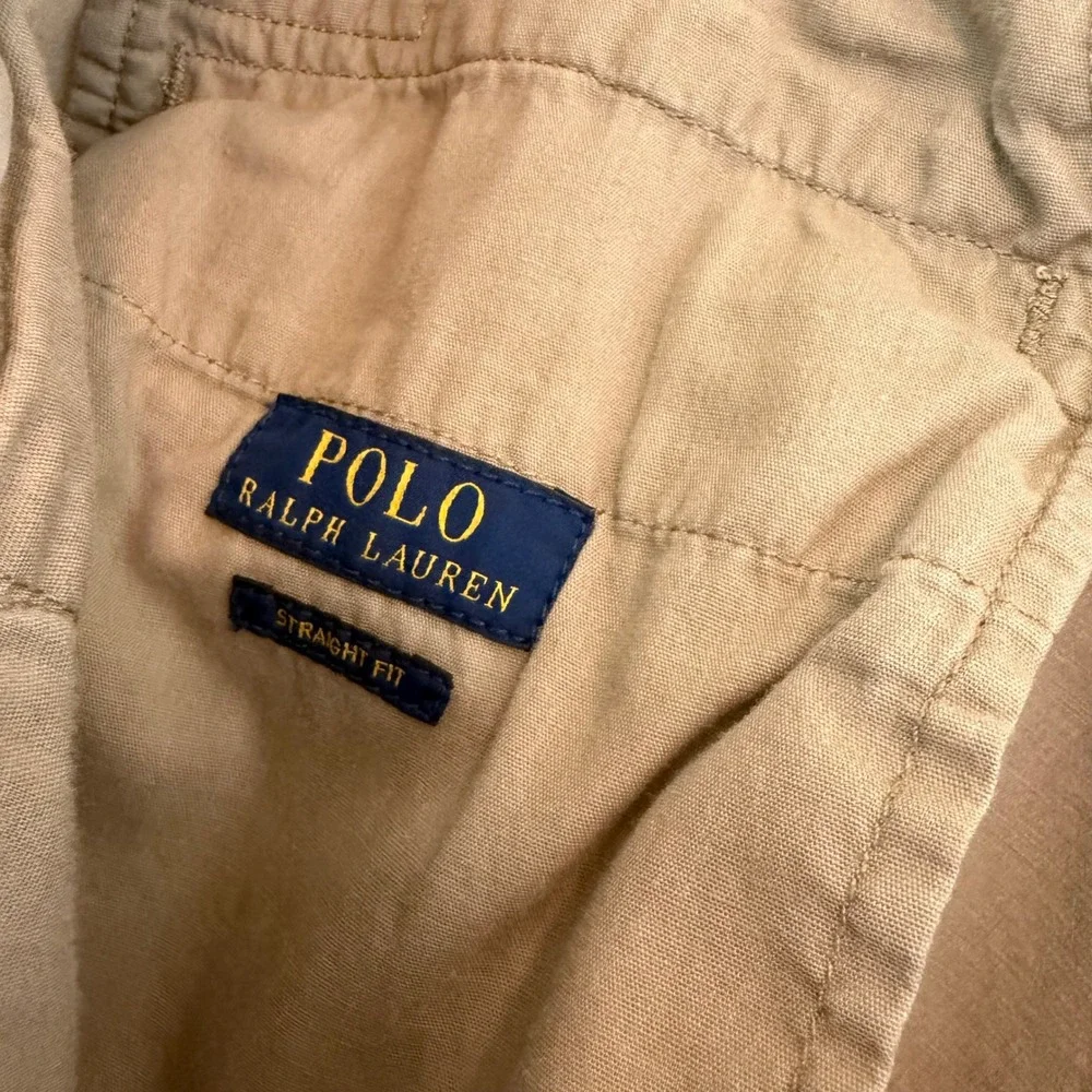 Polo Ralph Lauren Khaki Straight Fit Jogger Pants Drawstring Tan Fits 34/31 READ